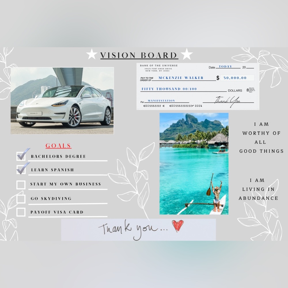 Vision Board Poster - Manifestation Board Dream Board Law of Attraction Gray